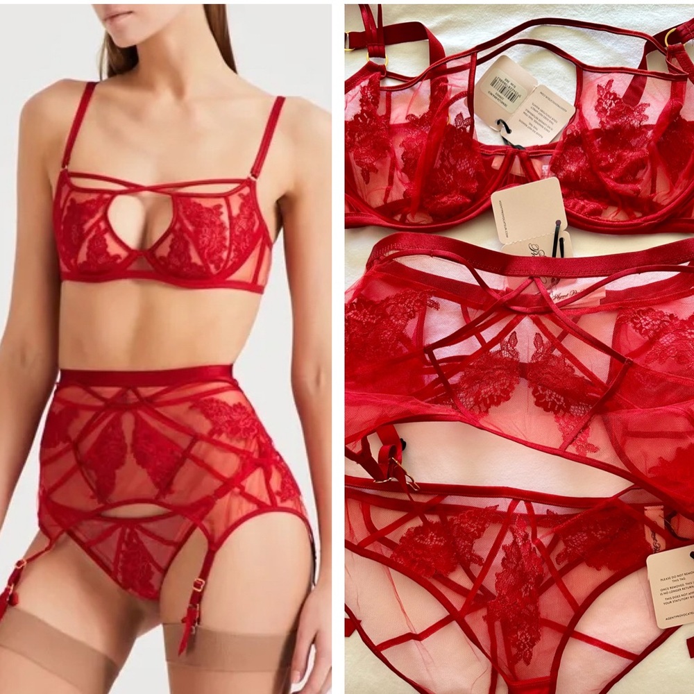 NWT Agent Provocateur Demelza Red Lace and Tulle
Classic Red Lingerie Set Rare